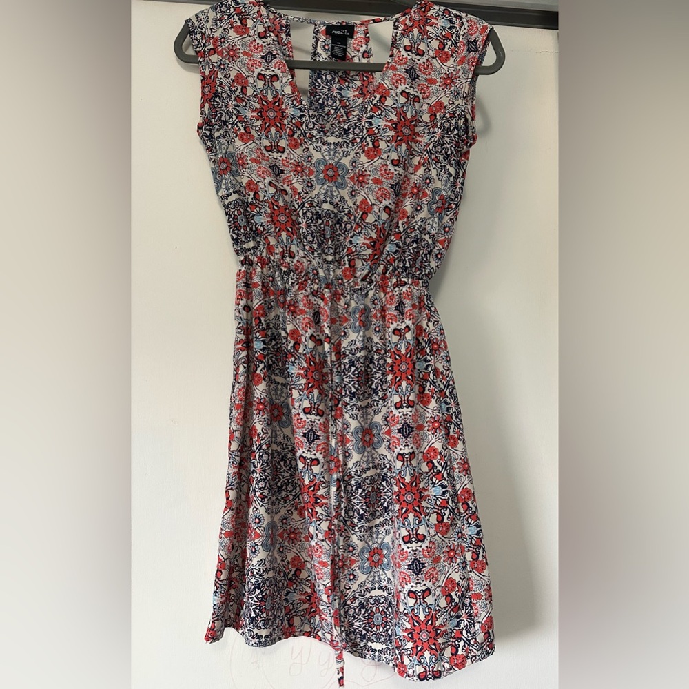 Rue21 Red and Blue Patterned Mini Dress